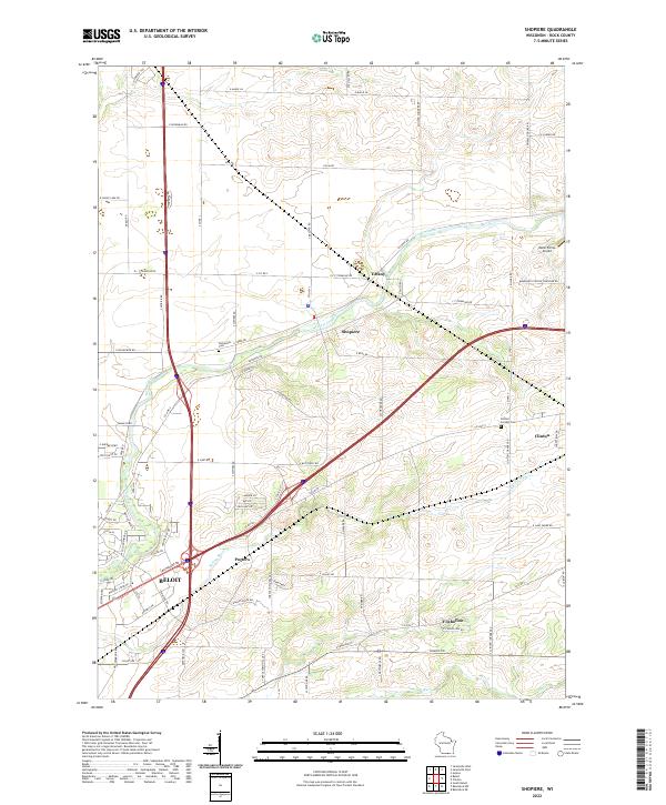 Shopiere, WI — USGS 7.5-minute topo (2022)
