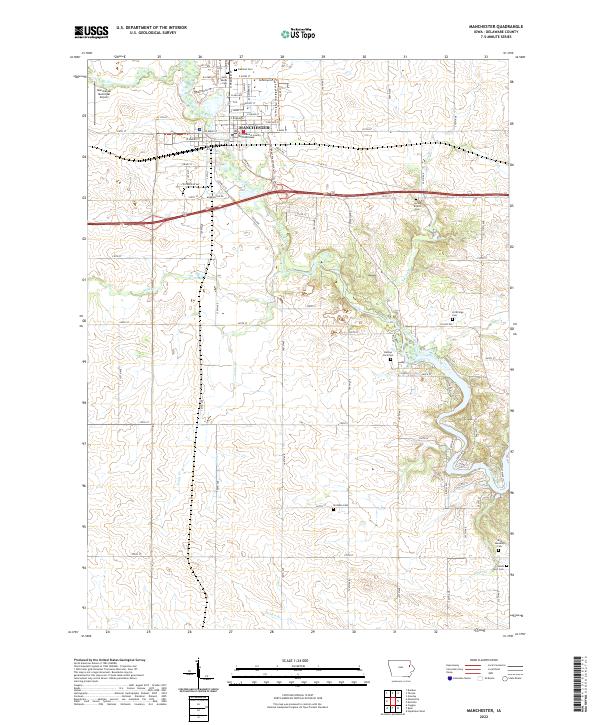 Manchester, IA — USGS 7.5-minute topo (2022)