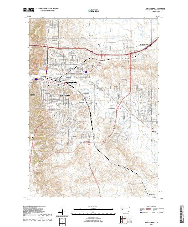 Rapid City East, SD — USGS 7.5-minute topo (2021)