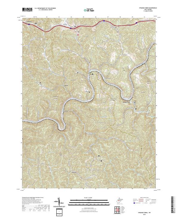 Strange Creek, WV — USGS 7.5-minute topo (2023)