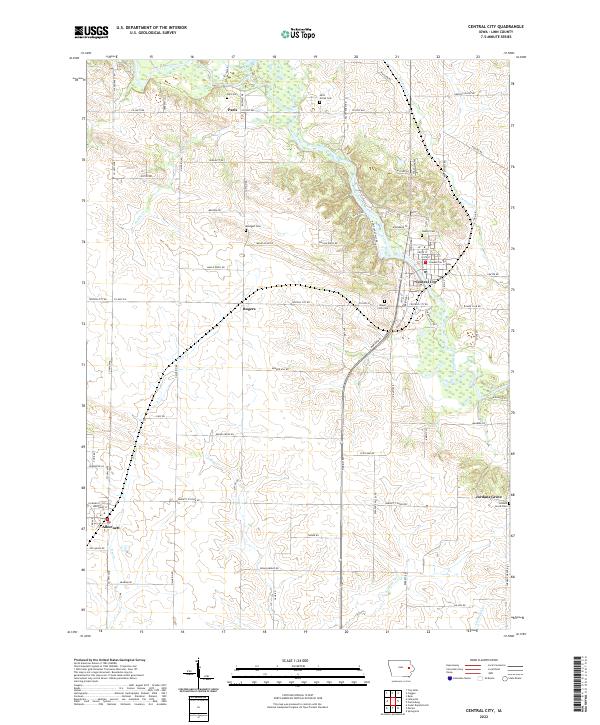 Central City, IA — USGS 7.5-minute topo (2022)