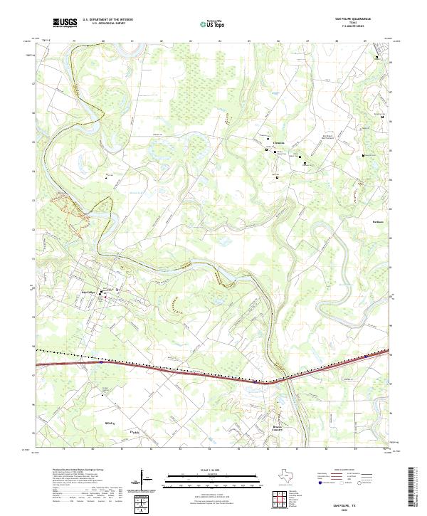 San Felipe, TX — USGS 7.5-minute topo (2022)