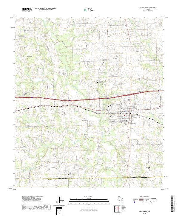 Schulenburg, TX — USGS 7.5-minute topo (2022)