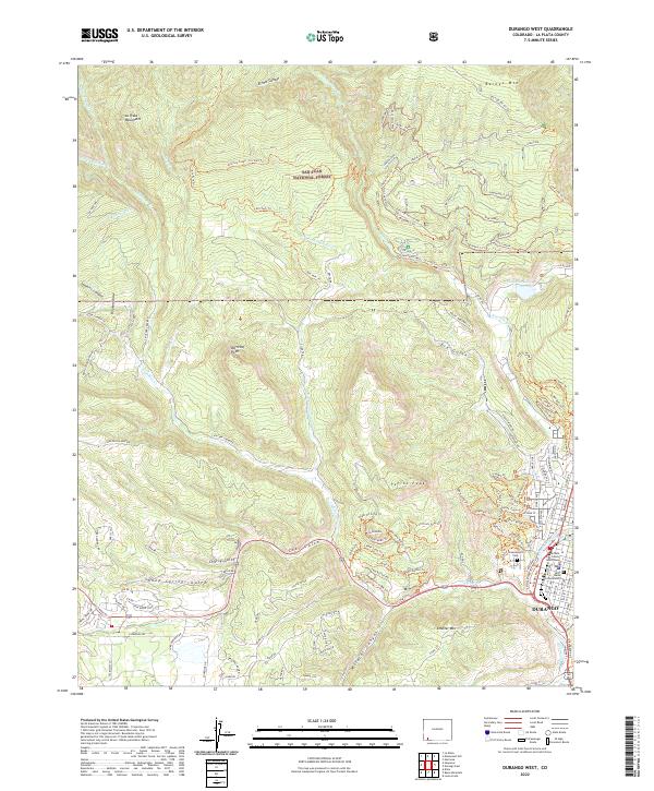 Durango West, CO — USGS 7.5-minute topo (2022)