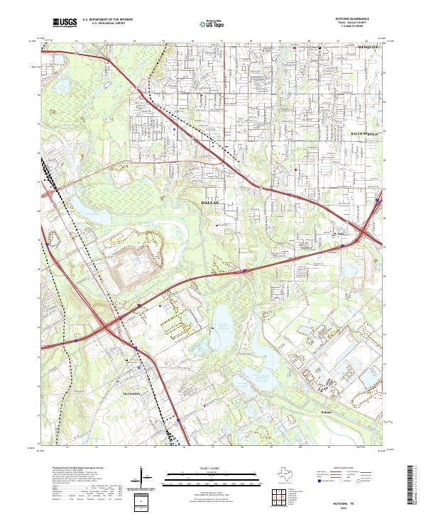 Hutchins, TX — USGS 7.5-minute topo (2022)