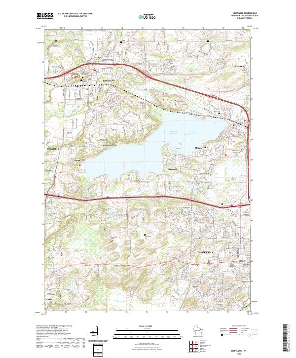 Hartland, WI — USGS 7.5-minute topo (2022)