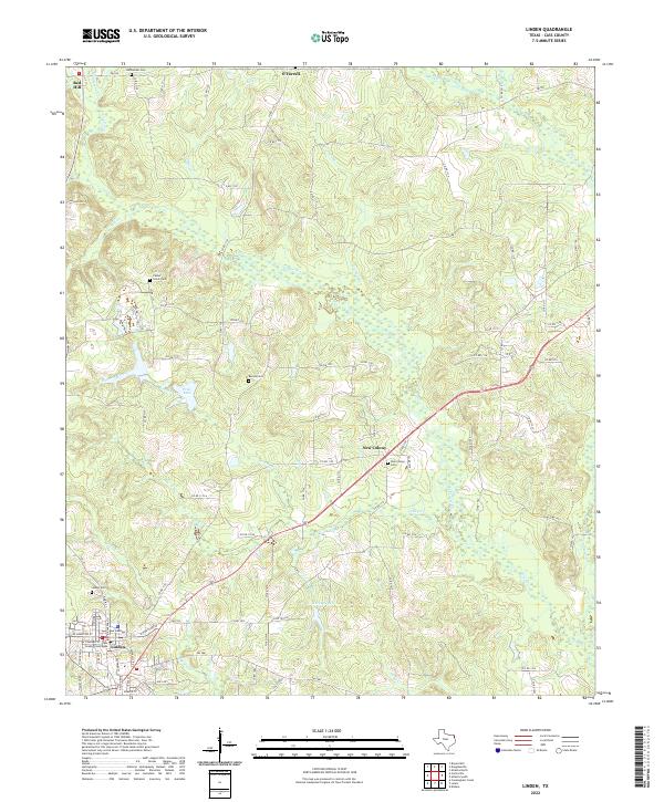 Linden, TX — USGS 7.5-minute topo (2022)