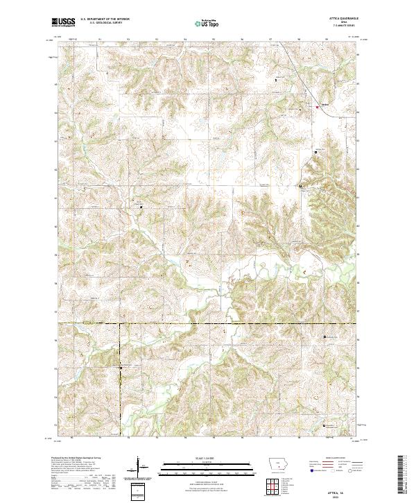 Attica, IA — USGS 7.5-minute topo (2022)