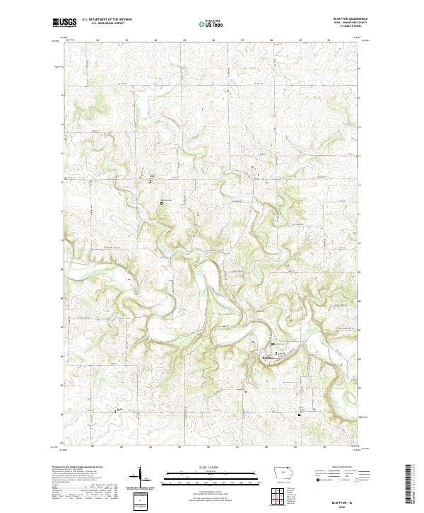 Bluffton, IA — USGS 7.5-minute topo (2022)