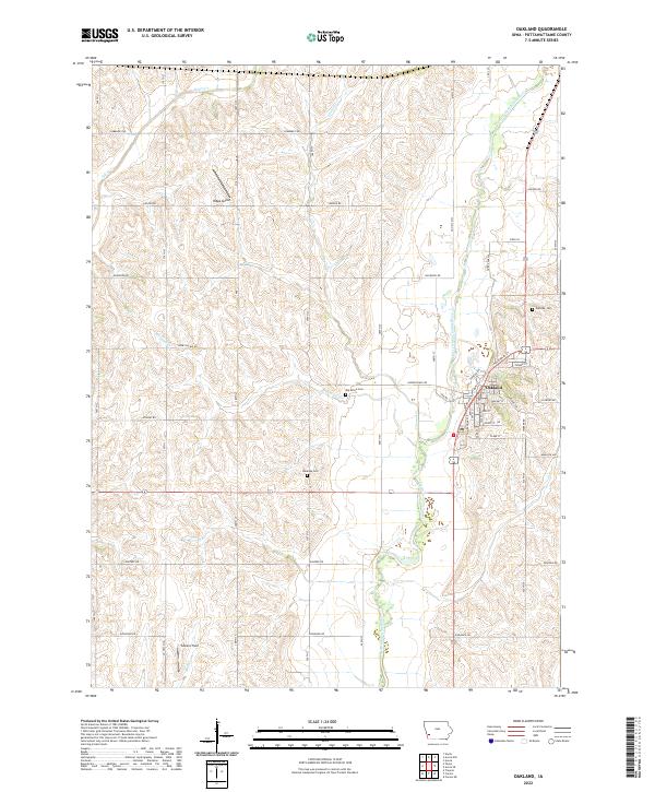 Oakland, IA — USGS 7.5-minute topo (2022)