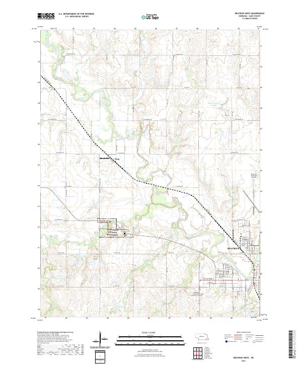 Beatrice West, NE — USGS 7.5-minute topo (2021)