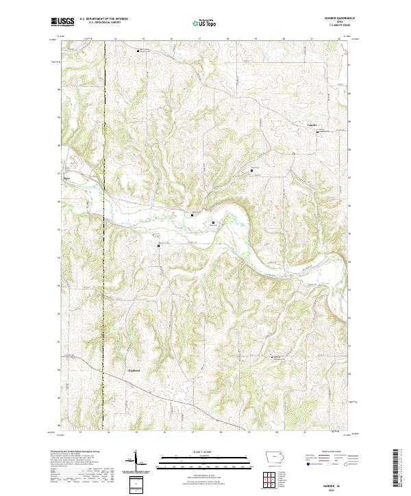 Gunder, IA — USGS 7.5-minute topo (2022)