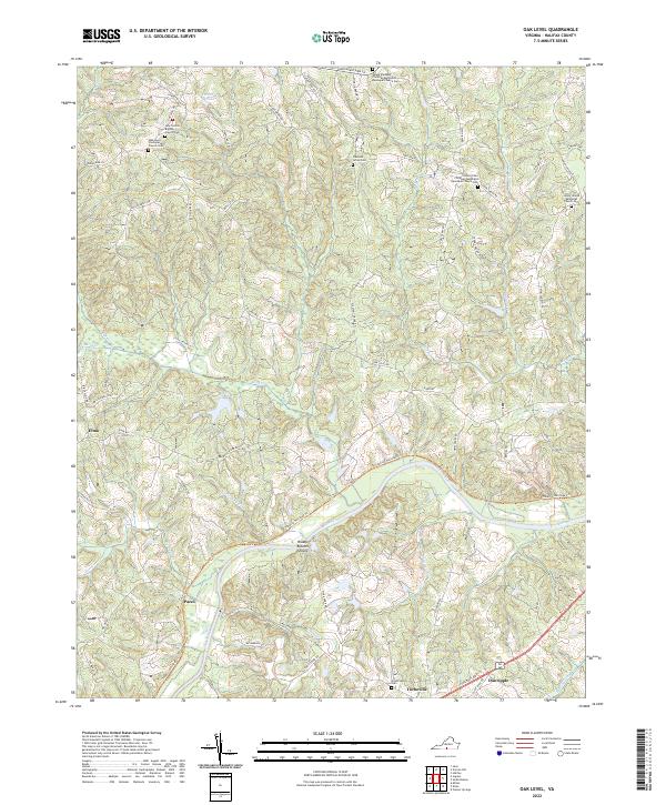 Oak Level, VA — USGS 7.5-minute topo (2022)