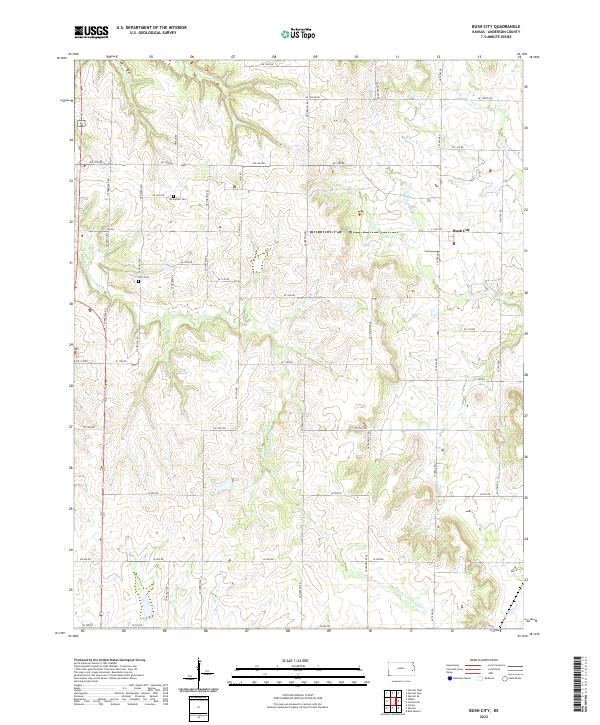 Bush City, KS — USGS 7.5-minute topo (2022)