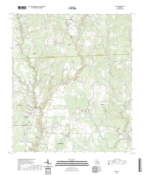 Fred, LA — USGS 7.5-minute topo (2024)