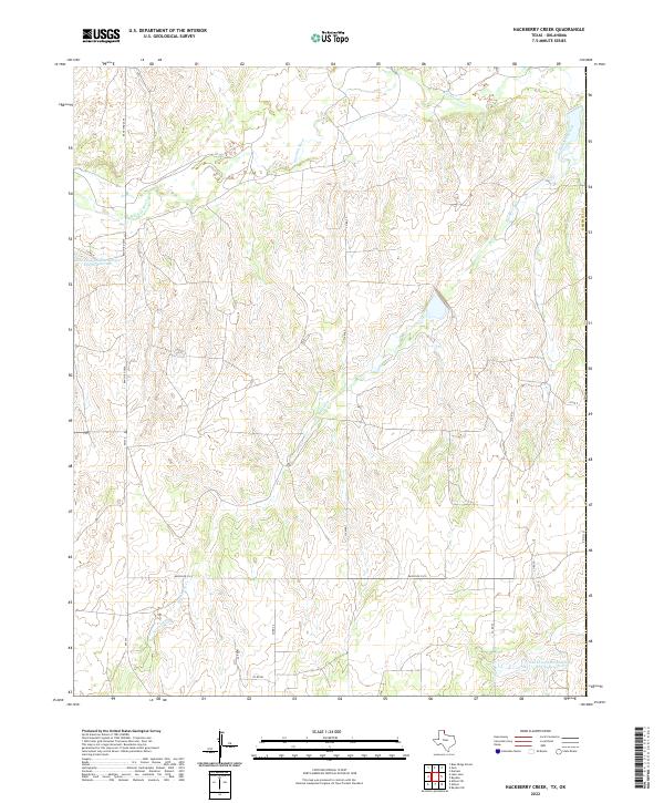 Hackberry Creek, TX-OK — USGS 7.5-minute topo (2022)