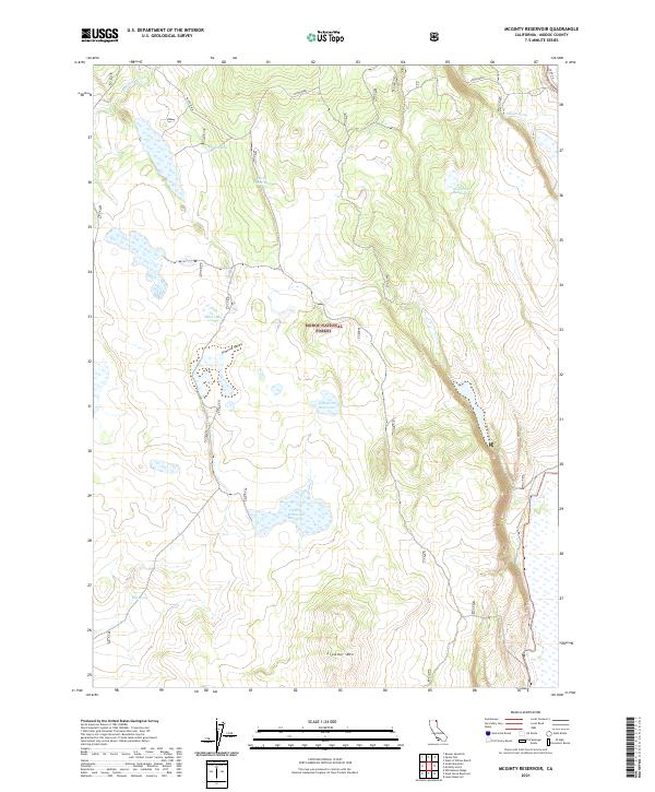 McGinty Reservoir, CA — USGS 7.5-minute topo (2021)