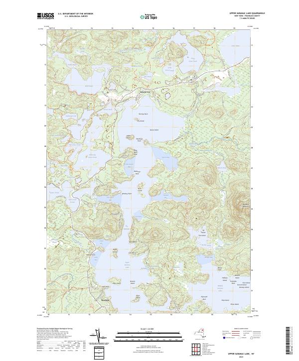 Upper Saranac Lake, NY — USGS 7.5-minute topo (2023)