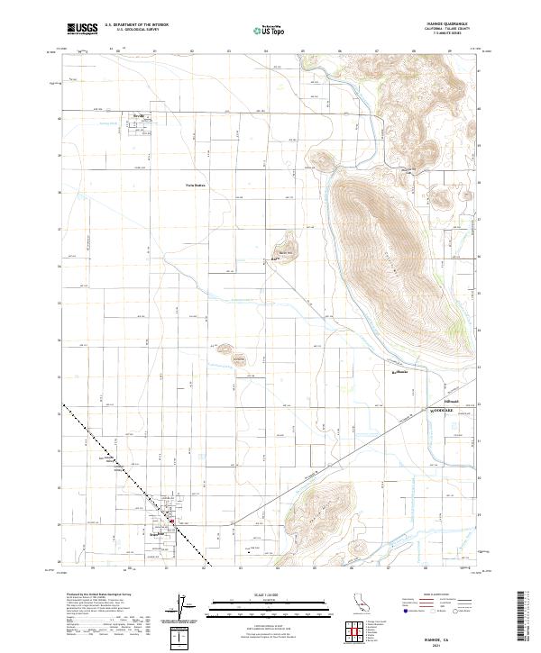 Ivanhoe, CA — USGS 7.5-minute topo (2021)