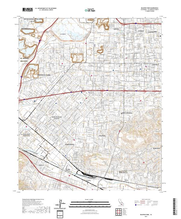 Baldwin Park, CA — USGS 7.5-minute topo (2021)