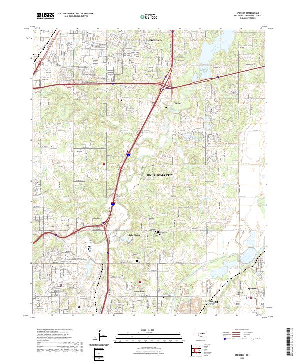 Spencer, OK — USGS 7.5-minute topo (2022)