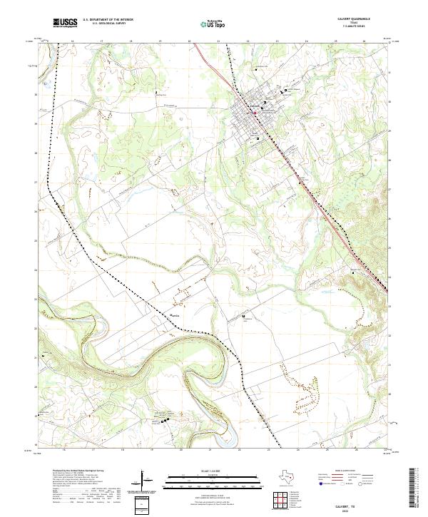 Calvert, TX — USGS 7.5-minute topo (2022)