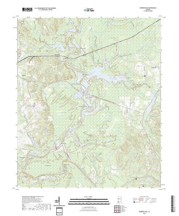 Warrior Dam, AL — USGS 7.5-minute topo (2024)