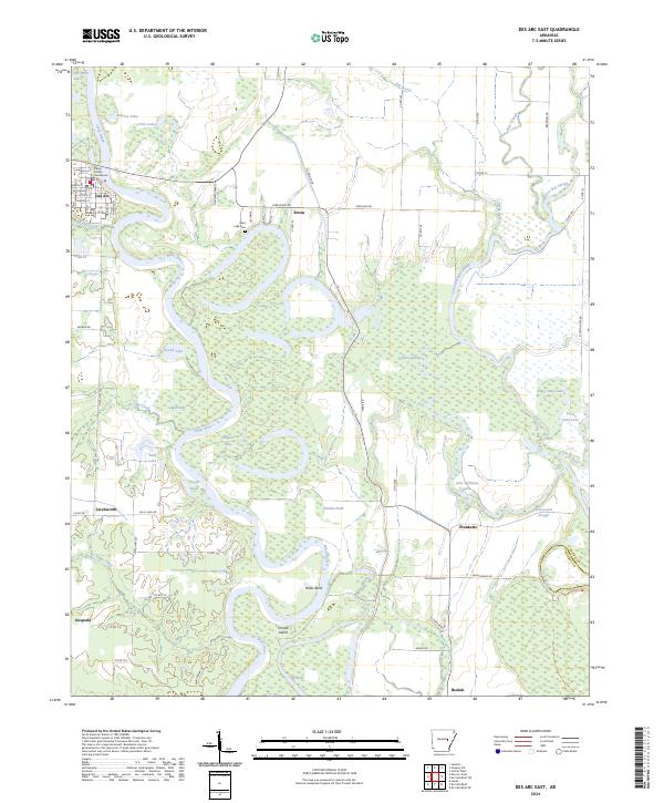 Des Arc East, AR — USGS 7.5-minute topo (2024)