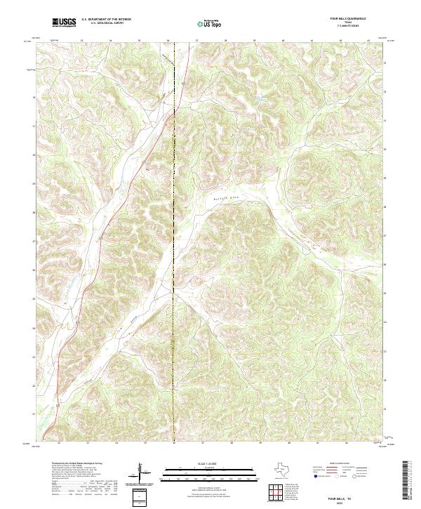 Four Mills, TX — USGS 7.5-minute topo (2022)