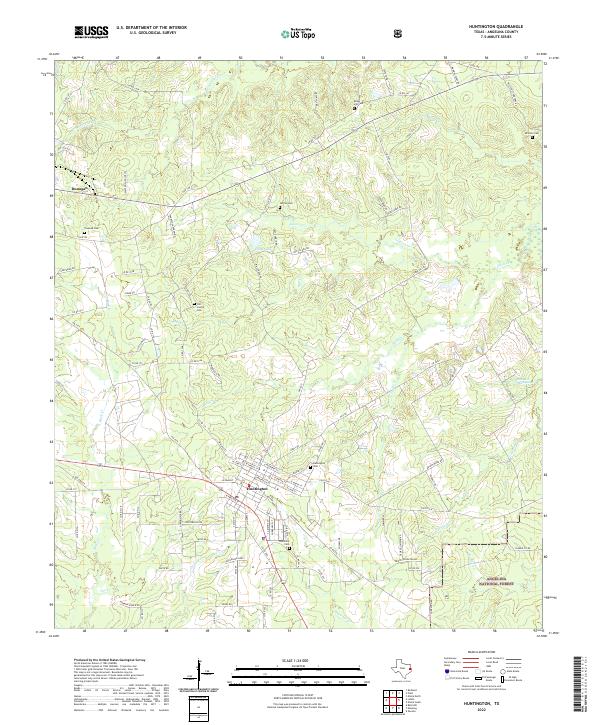 Huntington, TX — USGS 7.5-minute topo (2022)