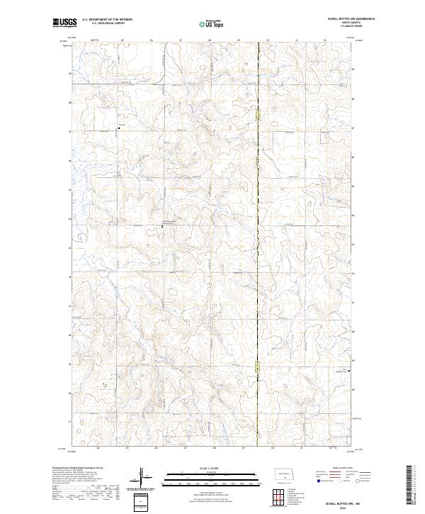 Schell Buttes NW, ND — USGS 7.5-minute topo (2024)