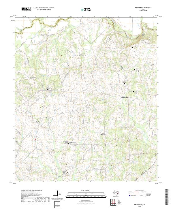 Independence, TX — USGS 7.5-minute topo (2022)