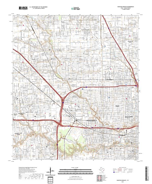 Houston Heights, TX — USGS 7.5-minute topo (2022)
