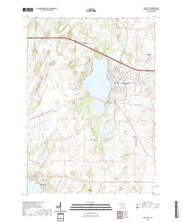 Lake Mills, WI — USGS 7.5-minute topo (2022)