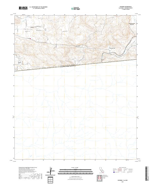 Potrero, CA,BCN, US — USGS 7.5-minute topo (2021)