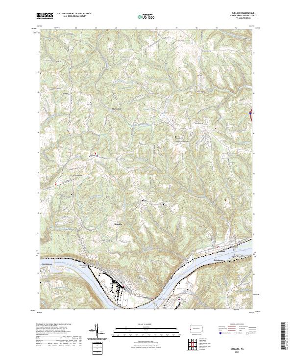 Midland, PA — USGS 7.5-minute topo (2023)