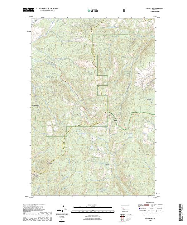 Dickie Peak, MT — USGS 7.5-minute topo (2024)