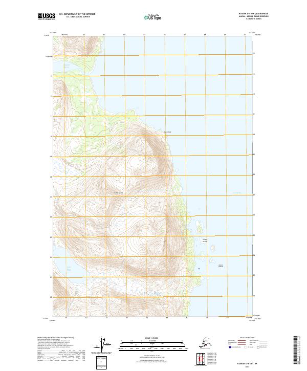 Kodiak D-5 SW, AK — USGS 7.5-minute topo (2021)