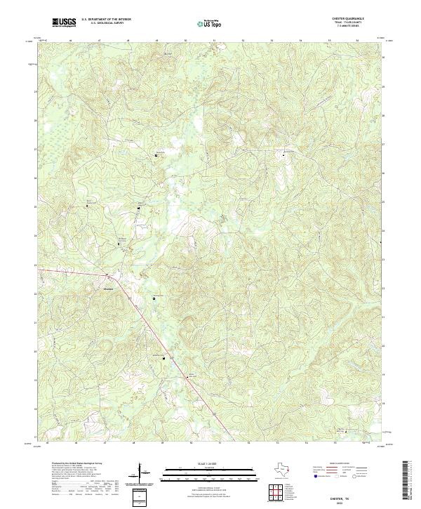 Chester, TX — USGS 7.5-minute topo (2022)