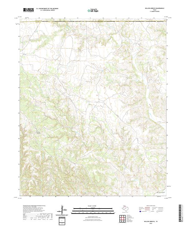Willow Arroyo, TX — USGS 7.5-minute topo (2022)