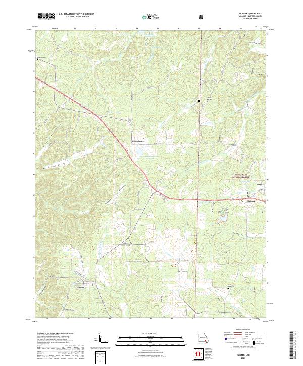 Hunter, MO — USGS 7.5-minute topo (2021)