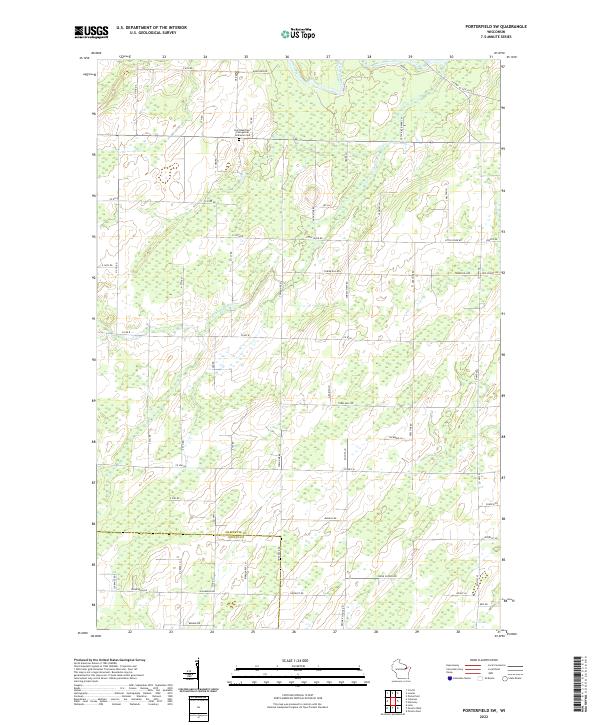 Porterfield SW, WI — USGS 7.5-minute topo (2022)