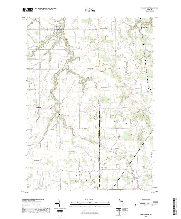 New Lothrop, MI — USGS 7.5-minute topo (2023)