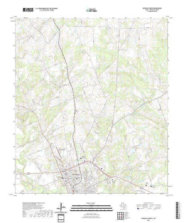 Gonzales North, TX — USGS 7.5-minute topo (2022)