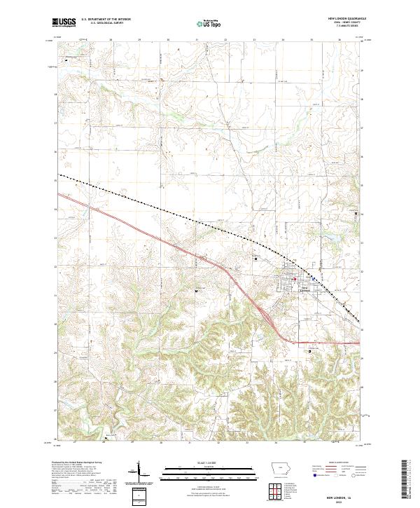 New London, IA — USGS 7.5-minute topo (2022)