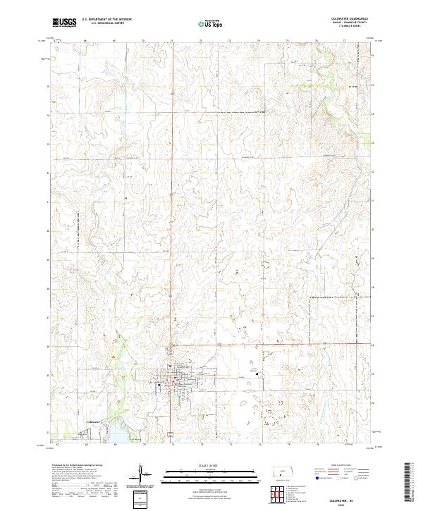 Coldwater, KS — USGS 7.5-minute topo (2022)