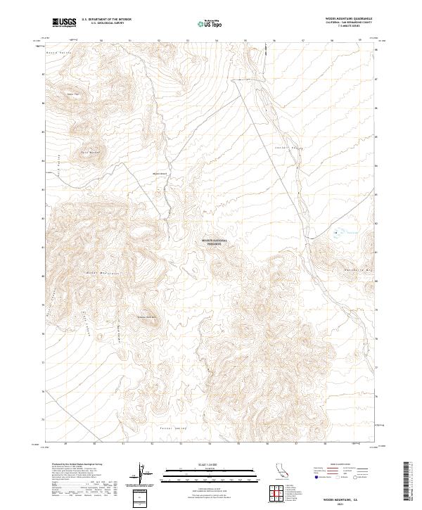 Woods Mountains, CA — USGS 7.5-minute topo (2021)