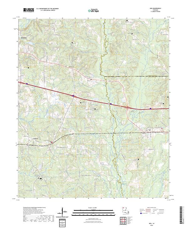 Ada, LA — USGS 7.5-minute topo (2024)