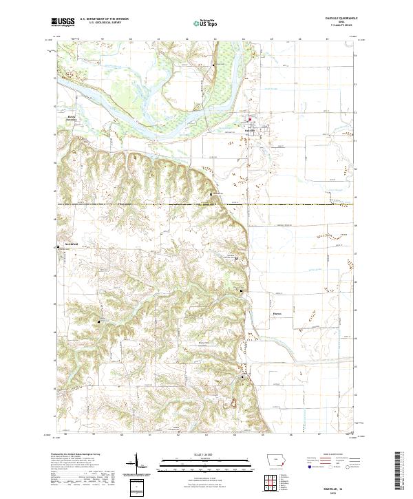 Oakville, IA — USGS 7.5-minute topo (2022)