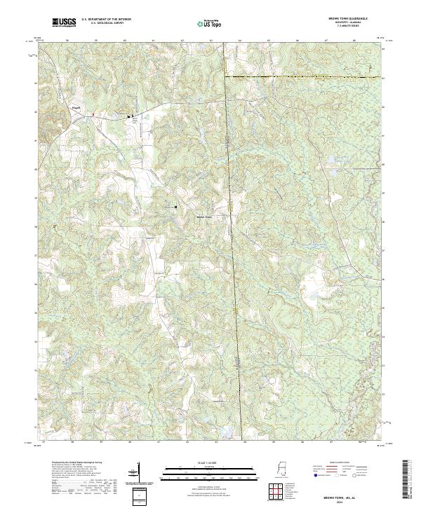 Brown Town, MS-AL — USGS 7.5-minute topo (2024)